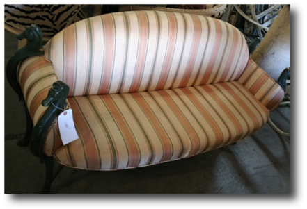 Striped Sofa with Horsehead Frame